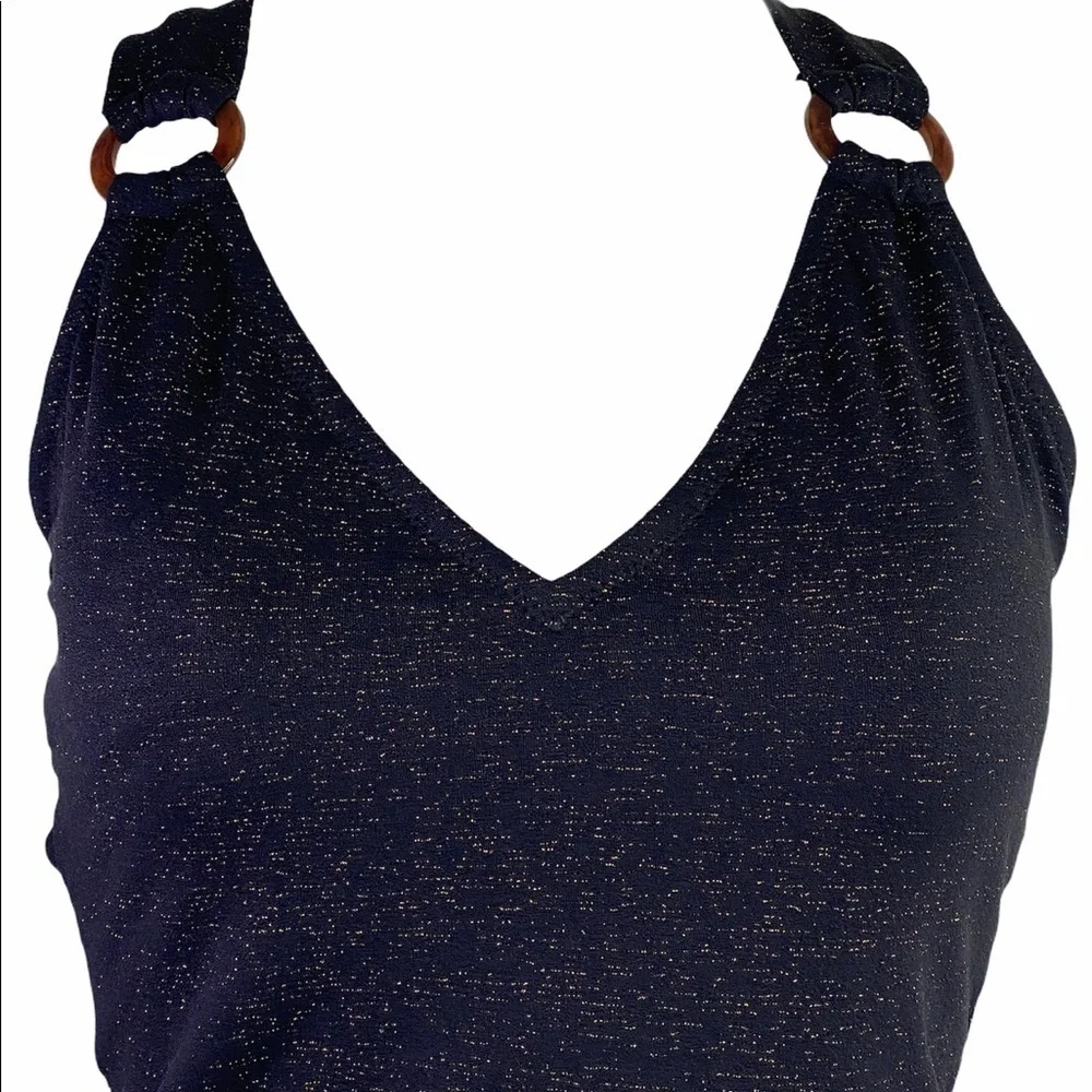JESSICA Simpson Black Shimmering 1 Piece Swimsuit